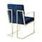 Homeroots Set of Two Tufted Navy Blue and Gold Upholstered Velvet Dining Arm Chairs 543520 - alternate 2