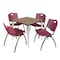 Regency Square Kahlo Breakroom Table W/ 4 M Stack Chairs, 30 in W, 30 in L, Noble Oak TPL3030NOCM47BY - alternate 1
