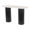 Homeroots 52" White and Black Genuine Marble and Solid Wood Oval Double Pedestal Console Table 668870 - alternate 3