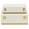 Homeroots Set of Two White And Gold Nesting Decorative Storage Boxes With Lids, 2PK 712920 - alternate 1