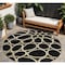 Homeroots 8' Black Ivory And Beige Round Abstract Washable Indoor Outdoor Area Rug 600518 - alternate 1