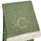 Homeroots 55" X 70" Moss Green White Herringbone Cotton Blend C Initial Throw Blanket with Tassels Embroidery 680593 - alternate 1