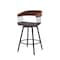 Homeroots 27" Black Faux Leather And Metal Swivel Low Back Counter Height Bar Chair 534449 - alternate 3
