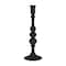 Homeroots 12" Black Glass Tabletop Taper Candlestick 608417 - alternate 1