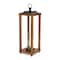 Homeroots 24" Brown And Black Geometric Metal And Solid Wood Floor Lantern Candle Holder 634825 - alternate 3