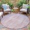 Homeroots 8' Coral And Beige Round Striped Washable Indoor Outdoor Area Rug 631535 - alternate 2