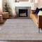 Homeroots 8' X 10' Linen And Gray Striped Washable Indoor Outdoor Area Rug 615671 - alternate 4