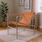 Homeroots 24" Terra Cotta and Silver Faux Leather and Stainless Adjustable Back Arm Chair 667639 - alternate 2