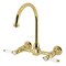 Kingston Brass Two-Handle Wall Mount Bridge Kitchen Faucet, Polished Brass KS1292BPL - alternate 1