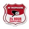 Signmission No Trespassing Shield Sign 24 Hour Surve, 6 inch X 6 inch, Plastic Sign, 2PK SHI-P-2PACK-6-419 - alternate 1