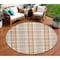 Homeroots 8' Peach And Beige Round Plaid Washable Indoor Outdoor Area Rug 601346 - alternate 1