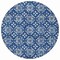 Homeroots 8' Navy Blue And Ivory Round Floral Washable Indoor Outdoor Area Rug 595975 - alternate 2