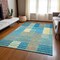 Homeroots 8' X 10' Teal Blue Orange And Sky Blue Striped Washable Indoor Outdoor Area Rug 613178 - alternate 3