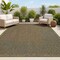 Jonathan Y Maxine Smart Jute Contemporary Border Boho Fine Rib Weave Brown 5 ft. x 8 ft. Area Rug FXV202B-5 - alternate 1