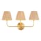 Jonathan Y Malaya 22.75" 3-Light Bohemian Coastal Metal Pleated Paper Shade LED Vanity Light, Beige/Brass Gold JYL1616A - alternate 1