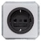 Siemens DELTA profil, silver SCHUKO socket outlet 10/16 A 250 V Black bezel 5UB1465 - alternate 1