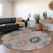 Homeroots 8' Gray Mauve And Charcoal Round Southwestern Washable Indoor Outdoor Area Rug 615136 - alternate 5