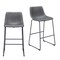 Homeroots Set of Two 29" Charcoal and Black Faux Leather and Steel Counter Height Bar Chairs, 2PK 555757 - alternate 1