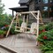 Homeroots 87" Natural Solid Wood Outdoor Double Swing Chair 370295 - alternate 3