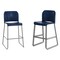 Flash Furniture Commercial Navy Plastic Stack Barstools, Contoured Backs and Sled Bases-Set of 3, 3PK 3-RUT-239AH-BS-NV-GG - alternate 1