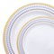 Smarty Had A Party White with Blue and Gold Chord Rim Plastic Dinnerware Set (120 Dinner Plates+120 Salad Plates), 240PK 620VP-CASE - alternate 3