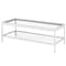 Homeroots 45" Clear Glass And White Steel Coffee Table With Shelf 520939 - alternate 4