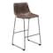 Homeroots Set of Two 29" Espresso and Black Faux Leather and Steel Counter Height Bar Chairs, 2PK 555695 - alternate 4