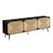 Monarch Specialties Tv Stand, 72 Inch, Media Entertainment Center, Storage Cabinet, Black Laminate, Seagrass-look I 2782 - alternate 1