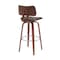 Homeroots 30" Brown And Wood Brown Faux Leather Swivel Low Back Bar Height Bar Chair 534437 - alternate 4