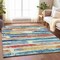 Homeroots 8' X 10' Ivory Teal Blue Orange And Red Striped Washable Indoor Outdoor Area Rug 616655 - alternate 2