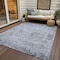 Homeroots 9' X 12' Sky Blue Charcoal And Ivory Abstract Washable Indoor Outdoor Area Rug 604557 - alternate 4