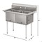 Koolmore 42 in. 16-Gauge 2-Compartment Commercial Sink with Backsplash, Bowl Dimensions 18''x18''x14'' KM-SB181814-N316 - alternate 5
