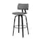 Homeroots 26" Gray And Black Faux Leather Swivel Low Back Counter Height Bar Chair 534433 - alternate 2