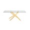 Homeroots 63" Clear And Gold Rectangular Glass And Stainless Steel Dining Table 487370 - alternate 1