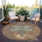Homeroots 8' Rust Green And Brown Round Oriental Washable Indoor Outdoor Area Rug 600188 - alternate 5