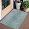Homeroots 3' X 5' Teal Blue Gray And Charcoal Oriental Washable Indoor Outdoor Area Rug 588840 - alternate 1