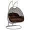 Leisuremod Mendoza Light Grey Wicker Hanging 2 person Egg Swing Chair with Brown Cushions MSCLGR-53BR - alternate 1