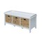Homeroots 43in White Distressed Solid Wood Storage Bench with Baskets 286647 - alternate 2