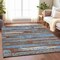 Homeroots 10' X 14' Chocolate Blue And Beige Striped Washable Indoor Outdoor Area Rug 616651 - alternate 7