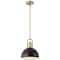 Jonathan Y Zane 9.5 in. 1-Light Modern Farmhouse Industrial Metal Dome LED Pendant, Black/Brass Gold JYL9573A - alternate 1