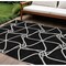 Homeroots 9' X 12' Black And Ivory Geometric Washable Indoor Outdoor Area Rug 612855 - alternate 1