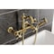Kingston Brass Two-Handle Wall Mount Bridge Kitchen Faucet with Brass Sprayer, Brushed Brass KS2447AXBS - alternate 4
