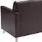 Flash Furniture HERCULES Diplomat Brown LeatherSoft Loveseat with Clean Line-Stitched Frame and Chrome Legs BT-827-2-BN-CHR-GG - alternate 3