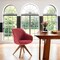 Homeroots 23" Red And Natural Tufted Fabric Swivel Arm Chair 524858 - alternate 5