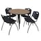 Regency Round Kahlo Breakroom Table W/ 4 M Stack Chairs, 36 in W, 36 in L, Noble Oak TPL36RNDNOBK47BK - alternate 1