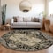 Homeroots 8' Black Gray And Ivory Round Oriental Washable Indoor Outdoor Area Rug 600140 - alternate 3