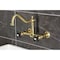 Kingston Brass Two-Handle Wall Mount Bridge Kitchen Faucet, Brushed Brass KS1247PKX - alternate 2
