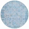 Homeroots 8' Blue And Silver Round Patchwork Washable Indoor Outdoor Area Rug 631421 - alternate 3