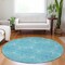 Homeroots 8' Aqua And Ivory Round Geometric Washable Indoor Outdoor Area Rug 614049 - alternate 4