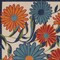 Homeroots 5' Ivory Blue And Orange Square Floral Indoor Outdoor Area Rug 545027 - alternate 4